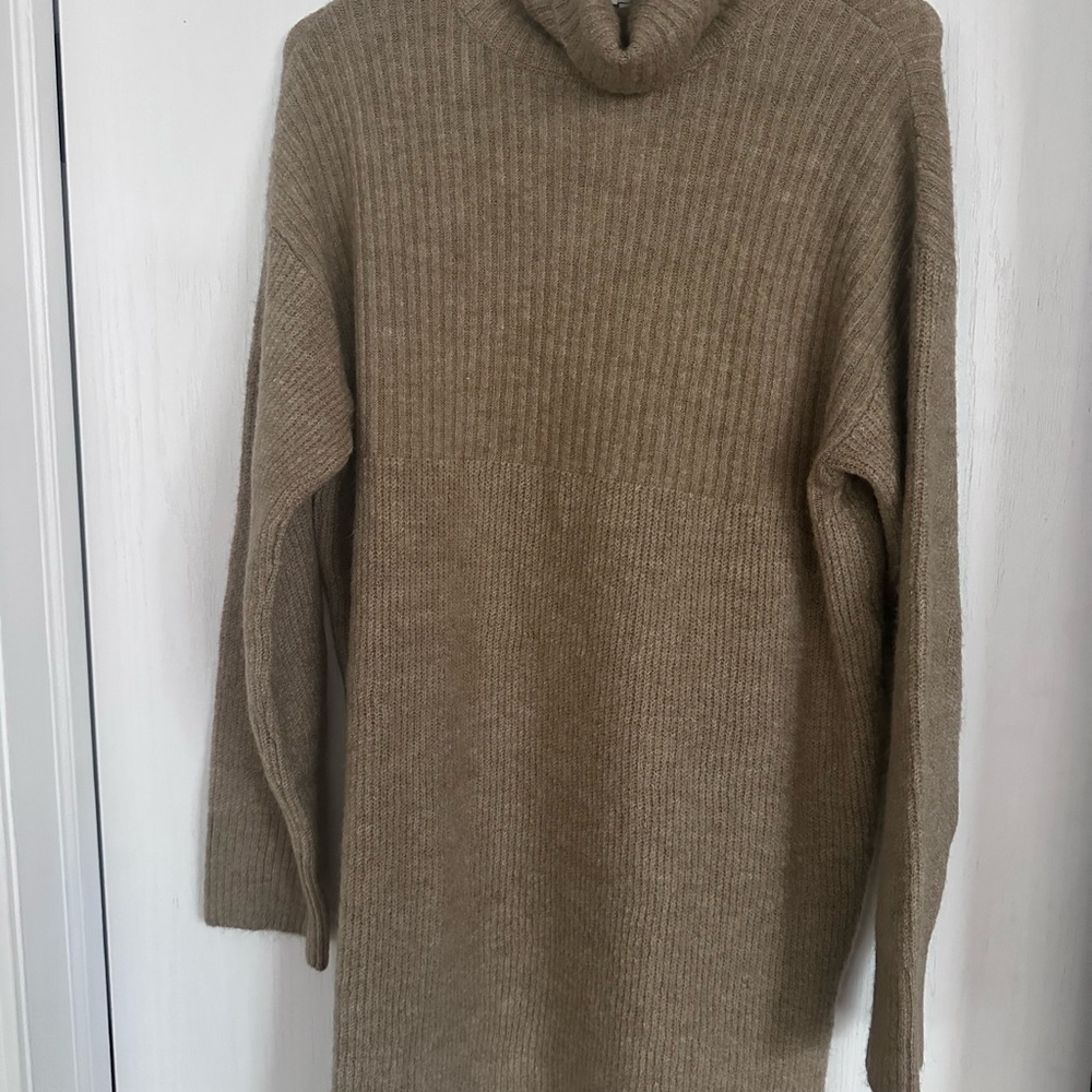 Topshop Tan Turtleneck Sweater Dress